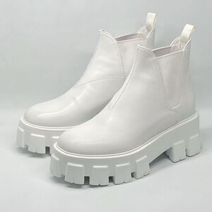 Prada Monolith Leather Lug-Sole Chelsea Boots size 37